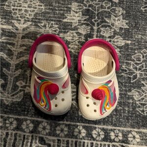 CROCS Kids Unicorn Clogs - Pink and White